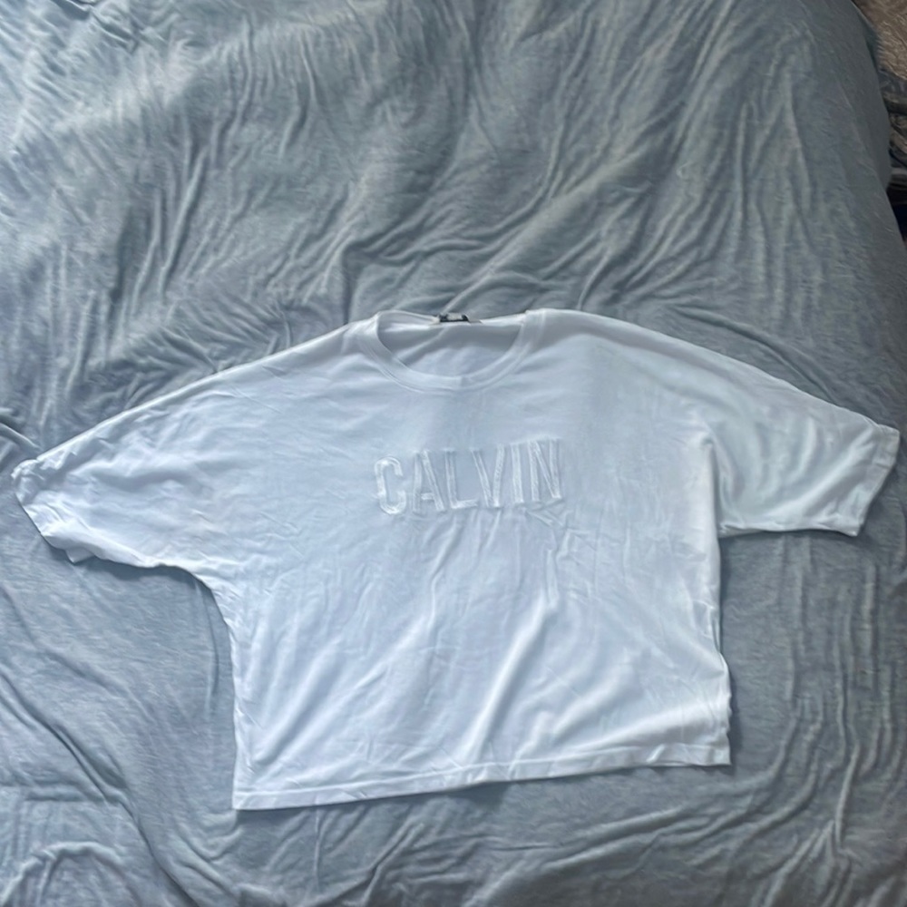 White Calvin Klein Cropped Tee
